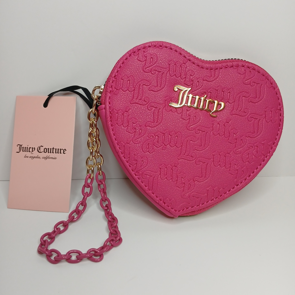 Juicy Couture Pink Flash Embosse 'Can't Tame Her' Heart Zip Around NWT - Picture 1 of 7